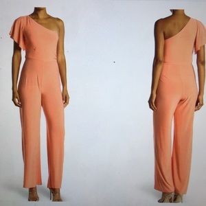 NWT One Shoulder Coral  Jumpsuit size 14